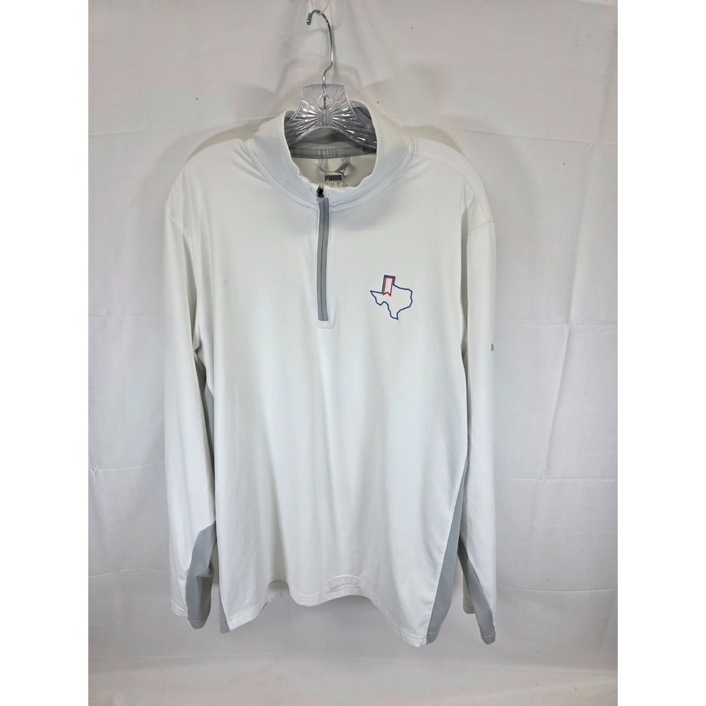 Puma Mens Quarter Zip Pullover‎ White Texas Michelob Ultra Golf Shirt Large